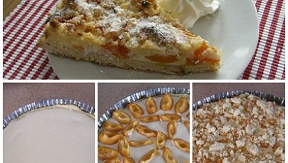 Meruňkový koláč s tvarohem a drobenkou