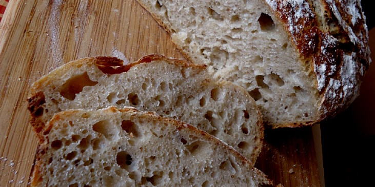 Domácí chleba bez hnětení v 2.0 (s droždím nebo kváskem) (ochutila jsem trochu suš. česnekem a děláno s…)