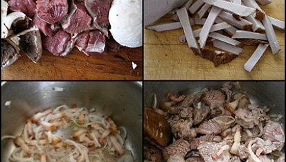 Hovězí kostky s vůní uzeného, připraveno v papiňáku, Suroviny nakrájíme,slaninu s cibulí a kmínem orestujeme a dáme zatáhnout kostky masa