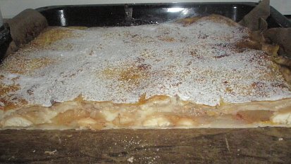 Jablečný koláč s pudinkem a piškoty