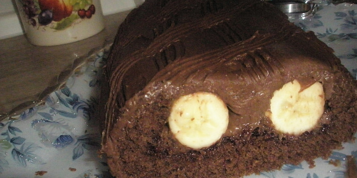 Kakaová roláda s rybízovou marmeládou, čokoládovo-nutellovým krémem a čokoládovou polevou