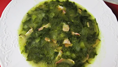 Polévka z listového špenátu s anglickou slaninou, Polévka z listového špenátu s anglickou slaninou