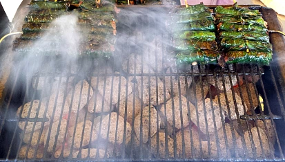 Vinné listy na grilu