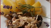 Žampionový gratin s levandulí a rozmarýnem