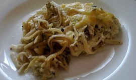 Zapečené špagety s brokolicí a Hermelínem
