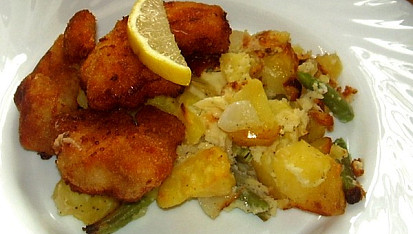 Citronové kuřecí nugetky s fazolkovými bramborami