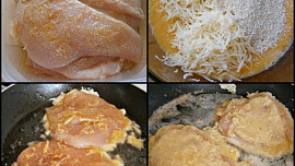 Kuřecí řízky v sýrovém těstíčku po sté, se šťouchanými bramborami