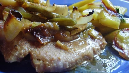 Vepřová kotleta s fazolovým luskem