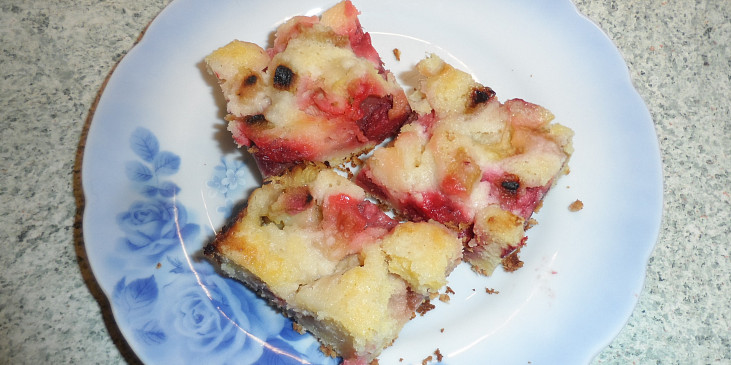 Křehký jahodovo-rebarborový koláč