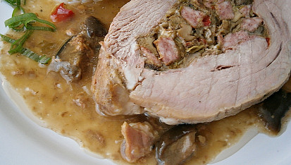 Vepřová plec plněná, v papiňáku dušená, Detail