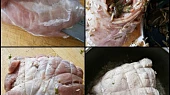 Vepřová plec plněná, v papiňáku dušená, Do masa prořízneme kapsu,tu okořeníme a vytřeme česnekem,po naplnění zajistíme a maso na cibulce prudce zatáhneme.Podlijeme a dusíme doměkka