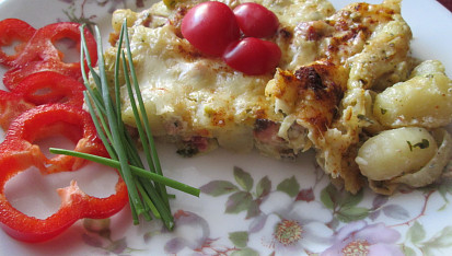 Gnocchi zapečené se smetanou, pórkem a anglickou slaninou