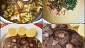 Hovězí kližka s brokolicovo-česnekovou omáčkou, připraveno v papiňáku, Měkkou brokolici rozmixujeme se šťávou,přidáme slaninu,med.česnek,okořeníme,prohřejeme a podáváme např.s brambor.knedlíkem