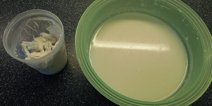 Kokosové mléko a kokosová šlehačka jen z kokosu a vody (ztuhlá smetana a zbytek mléka)
