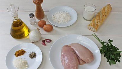 Kuřecí kari kuličky s omáčkou ze sektu, suroviny kuličky