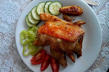 Dnes jsem podle receptu připravil oběd, jen spodní stahno jsem odříznul, celé porce byly příliš velké.