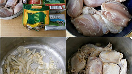 Kuřecí v rajčatovo česnekové omáčce s krupicovými nočky