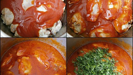 Kuřecí v rajčatovo česnekové omáčce s krupicovými nočky