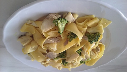 Pappardelle s mořskou treskou, těstoviny s rybou