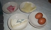 Zapečená Niva se šunkou, sýrem  a vejci (suroviny)
