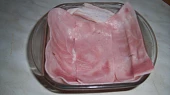 Zapečená Niva se šunkou, sýrem  a vejci, 1  krok