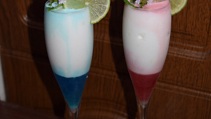 Citronový sorbet s vodkou a campari (curacaem)
