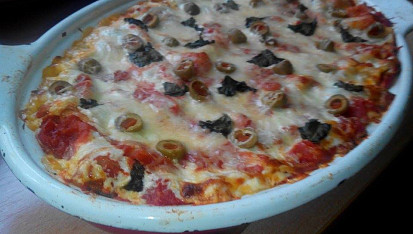 Lasagne s makrelou, ricottou, špenátem a rajčaty
