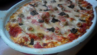 Lasagne s makrelou, ricottou, špenátem a rajčaty