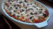 Lasagne s makrelou, ricottou, špenátem a rajčaty