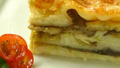 Lilkové lasagne s pórkovou salsou