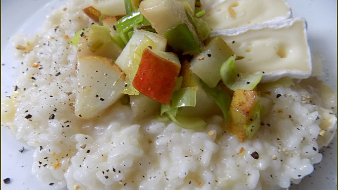 Risotto s Hermelínem a hruškami