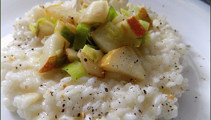 Risotto s Hermelínem a hruškami