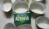 Semifreda - minidortíky - recept fotopostup, formičky vyrobené z kelímků od jogurtu Activie - ustřihla jsem dno a vrchní část
