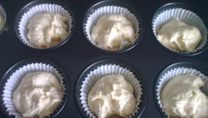 Cupcakes s čokoládovou polevou, Cupcakes s čokoládovou polevou před pečením