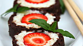 Jahodové "sushi" s mátovým "wasabi", Jahodové "sushi".
