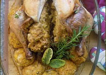 Pečené kuře s nádivkou z polenty