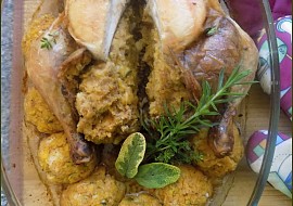 Pečené kuře s nádivkou z polenty