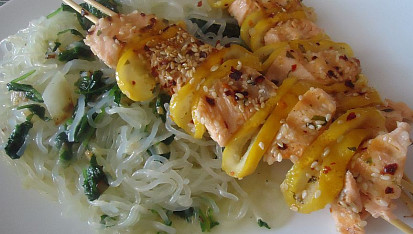 Perfect Pasta s lososovými špízy