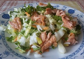 Pikantní zeleninový salát s rýží a tuńákem