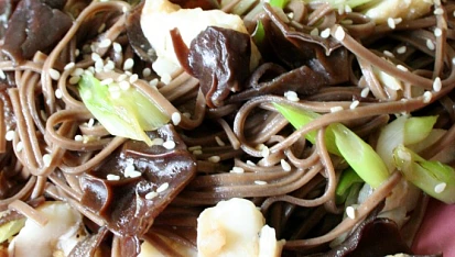 Soba nudle s rybou a jarní cibulkou