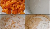 Bábovka s meruňkami z mikrovlnné trouby (Meruňky nakrájíme na drobné kousky.Kefír ušleháme s cukrem a máslem,přidáme meruňky a vmícháme mouku s práškem do pečiva)