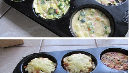 Cuketovo-bramborové muffiny se sýrem a slaninou