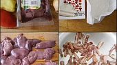 Kuřecí játra na smetaně se slaninou a  čerstvou paprikou, Část použitých surovin.Osmažíme slaninu