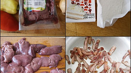 Kuřecí játra na smetaně se slaninou a  čerstvou paprikou