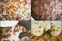 Přidáme cibuli a čerstvou papriku a necháme orestovat.Přidáme játra,necháme zatáhnout,okořeníme,podlijeme a podusíme.Přidáme záklechtu a po provaření podáváme