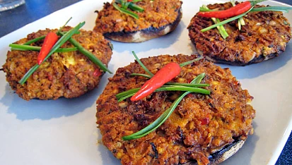 Plněné portobello klobouky