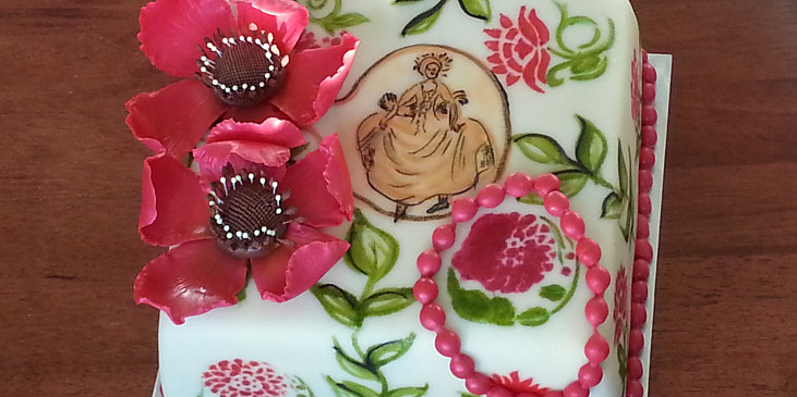 Rokoko (Malovaný dort s modelovaným květem)