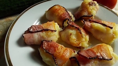 Bramborová kaše pečená ve slanině