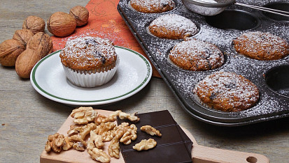 Celozrnné dýňové muffiny s ořechy a čokoládou