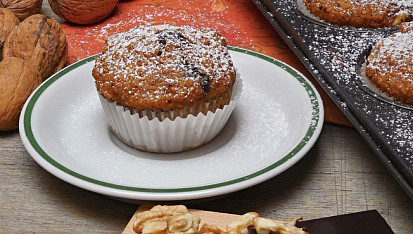 Celozrnné dýňové muffiny s ořechy a čokoládou